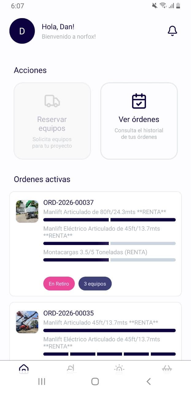 Listado de órdenes